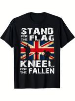 Britų kariuomenės veteranų marškinėliai - Stovėk už vėliavą, klupk prieš kritusius T-shirt su Union Jack XS red