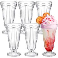 Akriliniai pieno kokteilių stikliniai indai, 15 OZ skaidrus senamadiškas sodos stiklas, Nedūžtantys stikliniai indai su koteliu ledams, Pina Colada fontano stiklinė 410ml