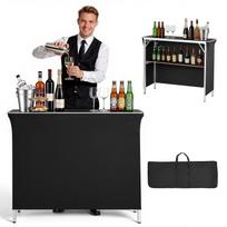 VEVOR sulankstomas nešiojamas baro stalas, 1100 x 385 x 885 mm, su nešiojimo krepšiu, laikymo lentyna ir nuimamu sijonu, greitas ir lengvas pastatymas 110 x 38.5 x 88.5 cm