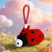 Plush Cartoon Insect Keychain Cute Bug Pendant Soft Lanyard For Kid Schoolbag Backpack Charms Gift Ladybug white