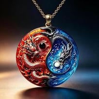 Yin Yang Twin Dragons Necklace Cute Enamel Animal Pendant Trendy Mythical Choker Adjustable for Teen Girls Casual Outfits A107 brown