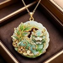 Painted Alloy Enamel Pendant Creative Chinese Style Polished Jewelry for Women Christmas New Year Holiday Gift A8 brown