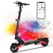 HITWAY Foldable Electric Scooter - 10  Inflatable Tires - 1600W Peak - APP - 48V 20.8Ah Battery - Black & Red Scooter