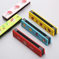 Wooden Harmonica for Children Toys Musical Instruments 16 Holes Double-Row Blow Cartoon Color Woodwind Mouth Harmonica Melodica yellow
