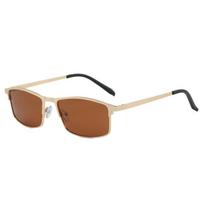 Unisex Business Square Frame Polarized Day Night Vision Sunglasses UV400 Anti Ultraviolet Shades for Outdoor and Driving beige