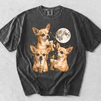 Funny Chihuahua Moon Drinking Iced Coffee T-Shirt,Funny Dog Coffee Lover Shirt,Dog Meme Graphic Tee,Chihuahua Mom Gift,Dog Lovers Tshirt 120 beige