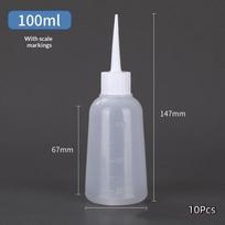 10 vnt. tušti plastikiniai spaudžiami buteliukai skysčiui, dozatoriai su lašintuvu, adatinis antgalis, skysčio talpyklė 50ML white