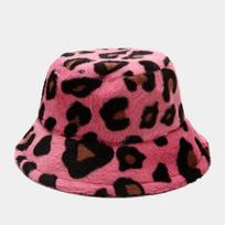 Women S Leopard Print Fleece Lined Bucket Hat Casual Warm Winter Hat M5658cm pink