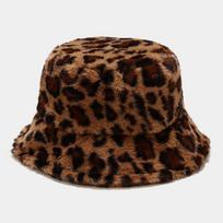 Women S Leopard Print Fleece Lined Bucket Hat Casual Warm Winter Hat M5658cm black