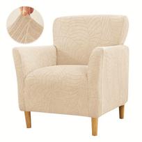 Aukštas, elastingas fotelio užvalkalas su pilnu apvyniojimu ir porankiais Jacquard - Single High-back Sofa Cover šviesiai geltonos spalvos
