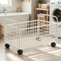 Metalinis skalbinių vežimėlis po kriaukle su ratukais Rūdims atsparus laikymo konteineris vonios kambariui, Xl-with-wheels balta