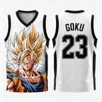 Dragon Ball Goku Super Saiyan Nr. 23 Krepšinio marškinėliai Vyrams 3D spausdinimas Sportinis liemenė Balta Auksinė gradiento Anime gatvės apranga Marškinėliai be rankovių 2XL brown