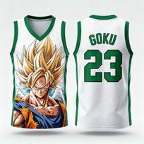 Dragon Ball Goku Super Saiyan Nr. 23 Krepšinio marškinėliai Vyrams 3D spausdinimas Sportinis liemenė Balta Auksinė gradiento Anime gatvės apranga Marškinėliai be rankovių 6XL gray