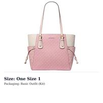 MICHAEL KORS Voyager Canvas Tote Bag, Shopping Bag, Handbag, Shoulder Bag Large Women's Pink & White 35S5GV6T7B-PWD BLSH MLT One Size 1 white