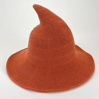 Woolen Witch Hat Pointed Large Brim Knit Halloween Party Role Play Accessory One Size oranžinė