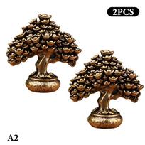 Žalvarinis Kinijos Turto Medis Feng Shui Figūrėlės Pinigų Medžio Statulėlė Laimės Įkurtuvių Dovana Namų Biuro Dekoras Stalo Papuošalas 2pcs