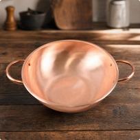 Pure Copper Cooking Wok 20 Cm Diameter RoundBase Uncoated Stovetop Pan for StirFrying, brown