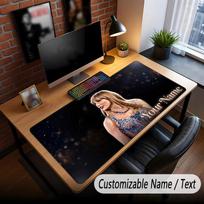 Custom Name Extended Mouse Pad,Taylor Swift Gaming Desk Mat For Home Office Desktop Decor 30cmx60cm brown