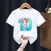 Undinėlės gimtadienio numeriai išspausdinti t Vaiko vasaros Kawaii Juokingi drabužėliai Maži kūdikių audiniai berniukui mergaitei balti marškinėliai 150cm white