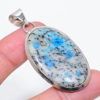 Natural K2 Blue Azurite Gemstone 925 Sterling Silver Jewelry Pendant 2.36  t5q26 gray
