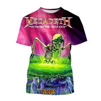 Megadeth 3D spausdinimo sportiniai greitai džiūstantys kvėpuojantys vyriški marškinėliai laisvalaikio roko grupės gatvės punk linksmi hip-hopo trumpomis rankovėmis berniukų viršutiniai drabužiai 5XL pink