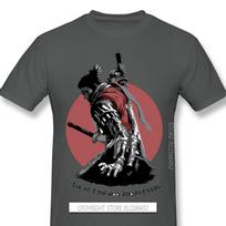 Šaunus juodas marškinėlis Sekiro Shadows Die Twice Vilkas Sengoku Kuro Žaidimas Vyriški Marškinėliai T-shirt Grynos medvilnės Oversize Trumpos rankovės 4XL black