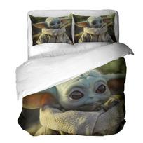 Žvaigždžių karai Kūdikis Yoda 3D skaitmeninės spaudos trijų dalių patalynės komplektas quilt cover 132 * 201 * 1  2pcs