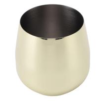 Stainless Steel Wine Glass Stemless Egg Shape 550ml Unbreakable Portable for Bar Outdoor Events Gold Plating L beige