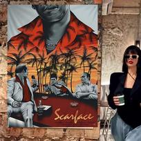Gangster Movie S-Scarface Cartoon Flag Wall Hanging Banner Decoration Household Home Decor 80x120 cm