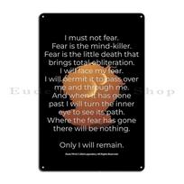 Fear Is The Mind Killer Dune Litany Poster Metal Plaque Funny Wall Decor Cave Pub The Mind Killer Dune Litany Tin Sign Poster 20x30cm