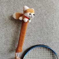Husky Dog Badminton Racket Handle Cover Cartoon Anti Slip Racquet Grip Protector with Drawstring Plush Doll Grip Protectors ruda