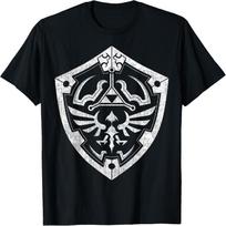 Nintendo Zelda Link's Hylian Shield Distressed Logo T-Shirt T-Shirt XXXL juoda
