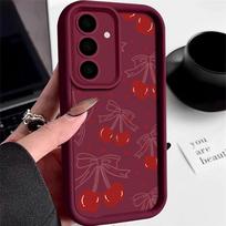Vyšnių vaisių dėklas Samsung Galaxy S25 Edge S24 Ultra S23 S22 Plus S21 S20 FE A15 A16 A25 A26 A34 A35 A36 A54 A55 A56 5G Galaxy S21 5G
