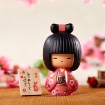 Japanese Doll Humanoid Kimono Japan Cuisine Sushi Restaurant Decorations Japanese Ornament Resin Home Decoration Kawaii Figurine rožinė