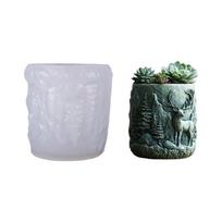 Forest Elk Silicone Mold for Resin Craft Concrete Planter Candle Holder Jewelry Containers Art Projects Home Decors Gifts 1 gray
