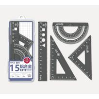 4Pcs/Set Aluminium Ruler Set Metal/Plastic/Soft Geometry Maths Drawing Compass Office Supplies Rulers Mathematical for Sch Practical Use juoda