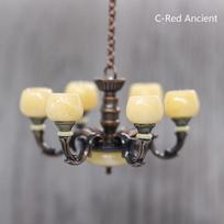 1Pc 1:6 1:12 Dollhouse Miniature Lamp Chandelier Light Working Ceiling Lamp Furniture Model Decor Toy Doll House Accessories beige