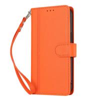 Odinė piniginė su atverčiamu dangteliu, skirta XiaoMi RedMi Note 15 14 14S 13 12 12R 12T 11 11S 10 10S 9 9S Pro Plus Max Turbo 4G 5G, PU, su 9 kortelių laikikliais, riešo dirželiu RedMi Note 14 Pro 5G oranžinė