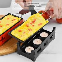 Swiss Cheese Fondue Non-stick Mini Grill Pan Set with Candle Holder Steel Handle Baking Pan yellow