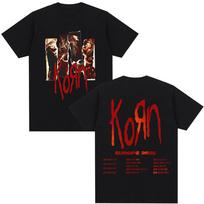 Korn Europos Turas 2026 Marškinėliai Metalinė Gotikinė Roko Grupė Marškinėliai Vyrams Moterims Vintažiniai Per dydį Trumpomis Rankovėmis Marškinėliai Streetwear M įvairiaspalvis