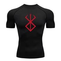 Anime Berserk Kompresiniai marškinėliai Vyriški Elastingi Tight Sportiniai drabužiai Trumpomis rankovėmis Sporto salė Kūno rengyba Greitai džiūstantis Palaidinė Viršus S-3XL L black