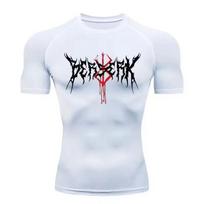 Anime Berserk Kompresiniai marškinėliai Vyriški Elastingi Tight Sportiniai drabužiai Trumpomis rankovėmis Sporto salė Kūno rengyba Greitai džiūstantis Palaidinė Viršus S-3XL XXXL white