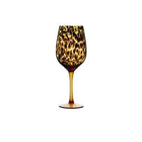 Stiklinė Gintarinė Leopardinė Taurė Vintažinis Gėrimų Puodelis Elegantiškas Leopardinių Dėmių Aukštas Stiklinis Indas Valgomojo Stalo Style A black