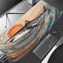 1pc Shark Anime Mouse Pad Big Large Desk Mat Non-Slip Rubber Base Light Gaming Room for PC Computer Laptop Unisex 30cmx80cm(11.8x31.5inch) gray