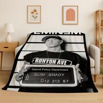 Rapper Eminem Tupac 13pac Hip Hop Rap God Flannel Blanket Soft Warm Throw Blanket for Bedroom Living Room Bed Travel Picnic Size: 75*100cm, Weight: 230 GSM