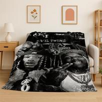 Rapper Eminem Tupac 13pac Hip Hop Rap God Flannel Blanket Soft Warm Throw Blanket for Bedroom Living Room Bed Travel Picnic Size: 75*100cm, Weight: 230 GSM