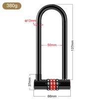 Durable & Waterproof U-Shape Anti-Theft Combination Lock for Shop Door & Bicycle Password Unlock (Black,Steel) juoda