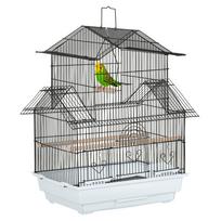 Steel Bird Cage Aviary with Removable Tray and 2 Feeders Finches Budgies 50.5x41x63 cm White 50.5 x 41 x 63 cm