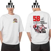 Marco Simoncelli Super Sic 58 Gp Race Tshirt Unisex Short Sleeve Adventure Riding Sport Boy Casual Tees Funny Unisex Motorcycle Tops M white