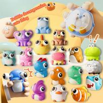 Cute Cartoon Q-Version Animal Sensory Fidget Toys, Eye Bouncing Bubble Blowing, Anti-Anxiety Stress Relief Novelty Holiday Gifts yellow